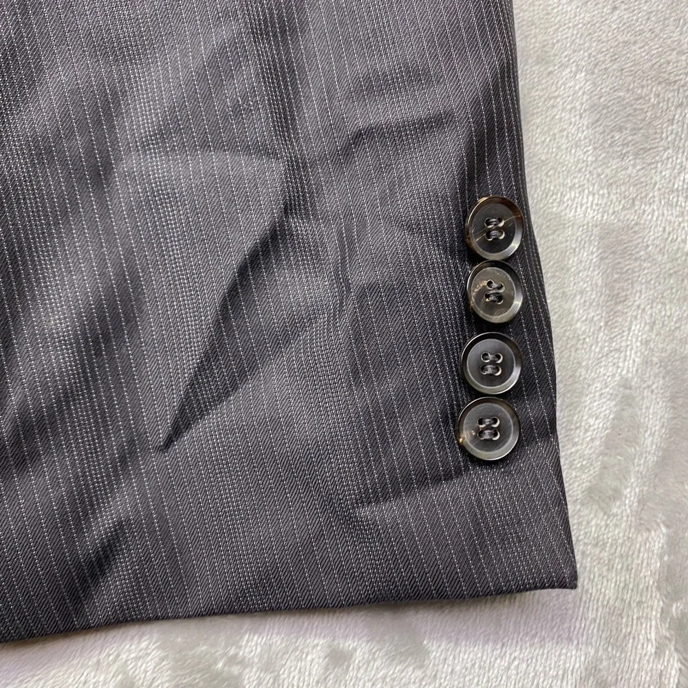 Hugo Boss Super 120‎ Virgin Wool Pinstripe Blazer 42R Rossellini Movie Mens Gray